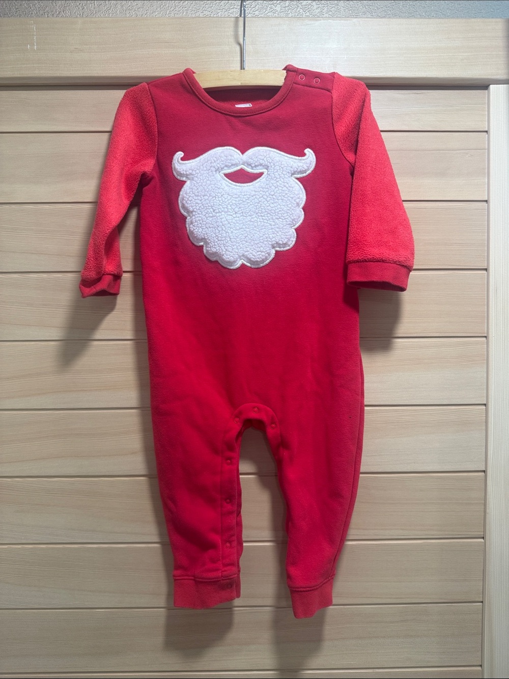 GAP Red Baby One-Piece with Santa  Beard Appliqué